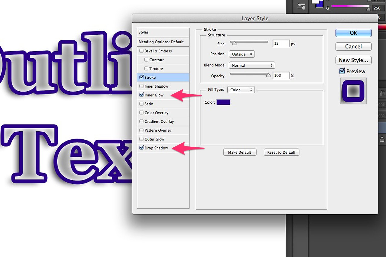 how to outline text in photoshop