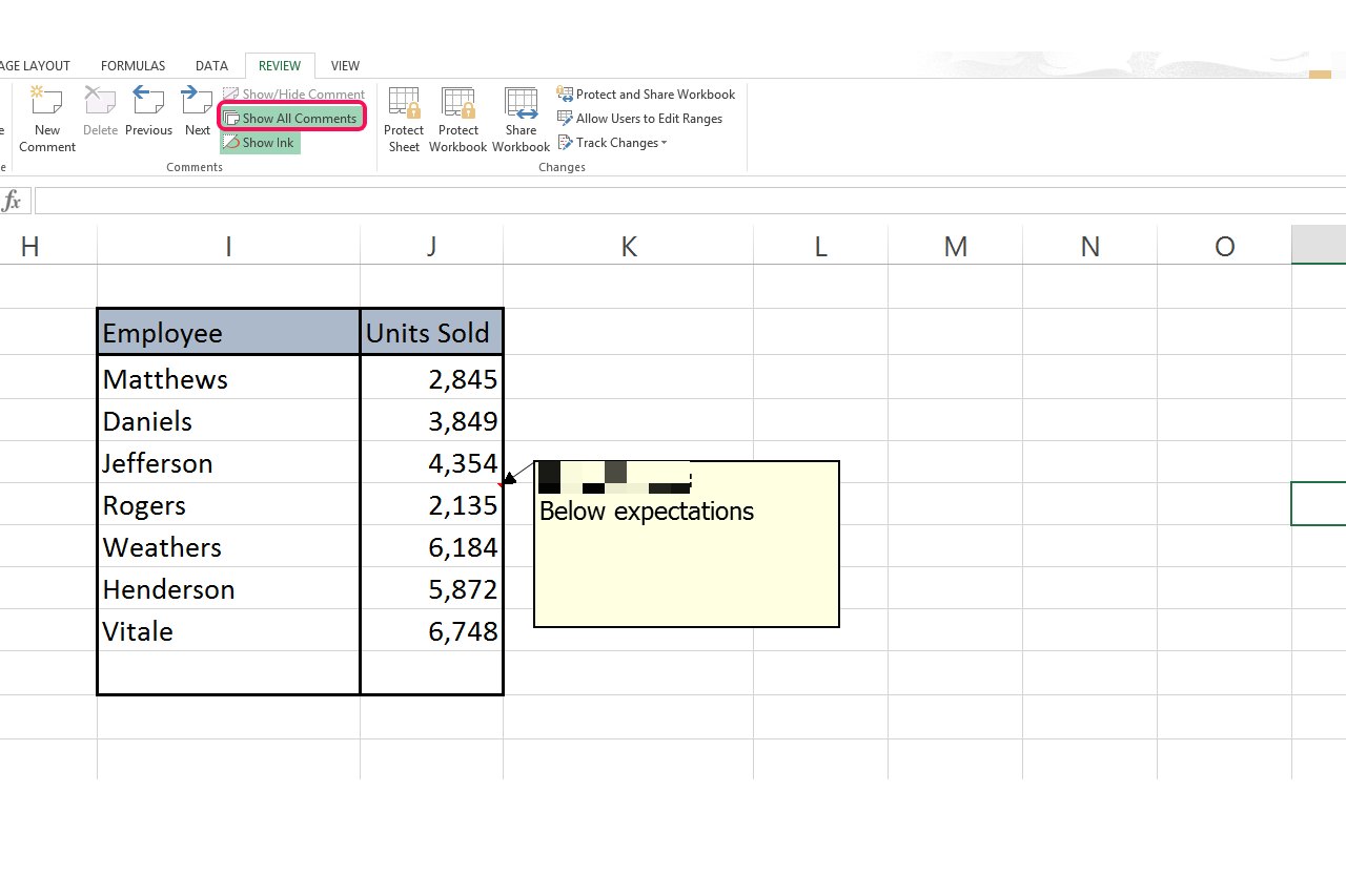 Печать примечаний в excel