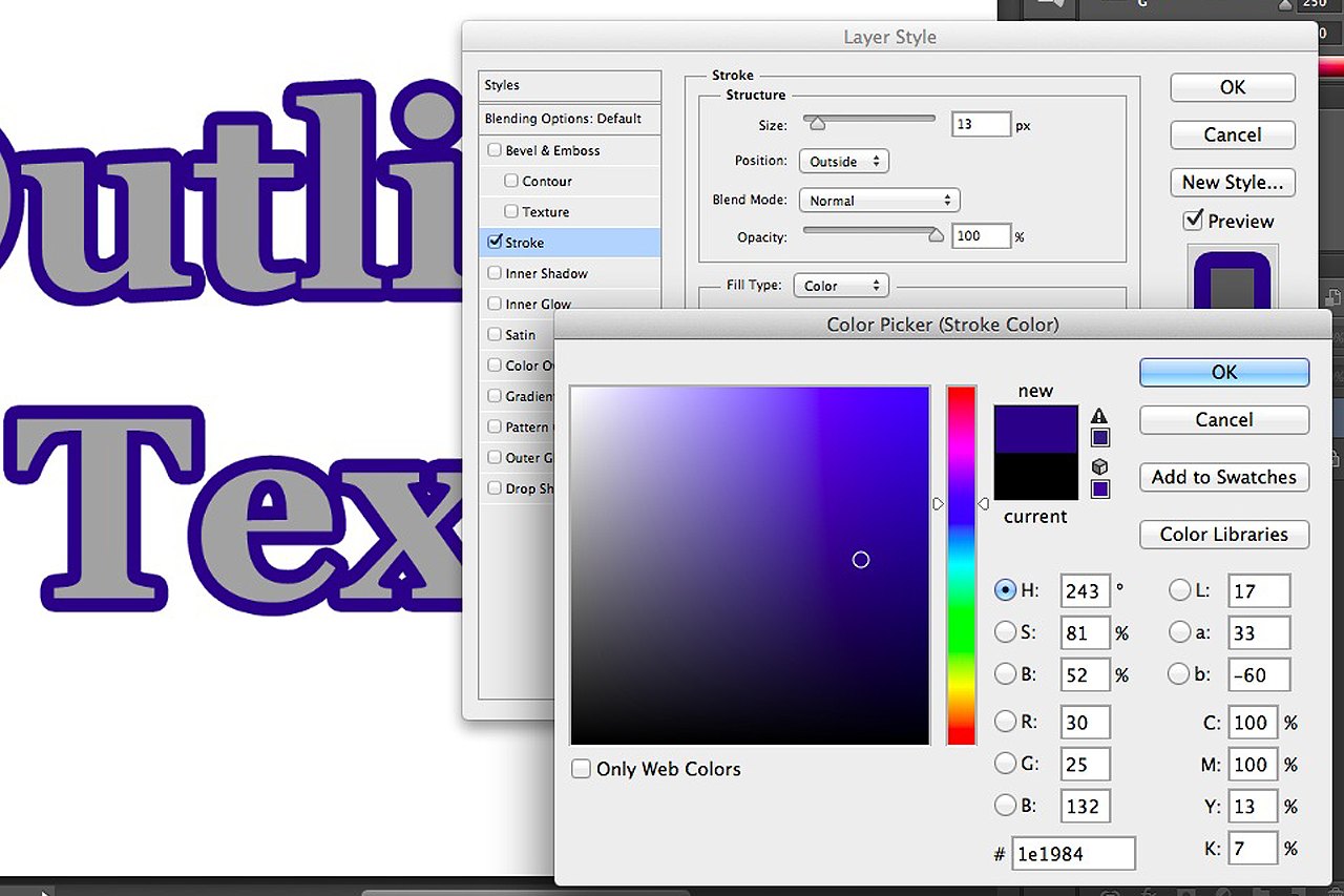 How To Add Outline Color To Text In Photoshop