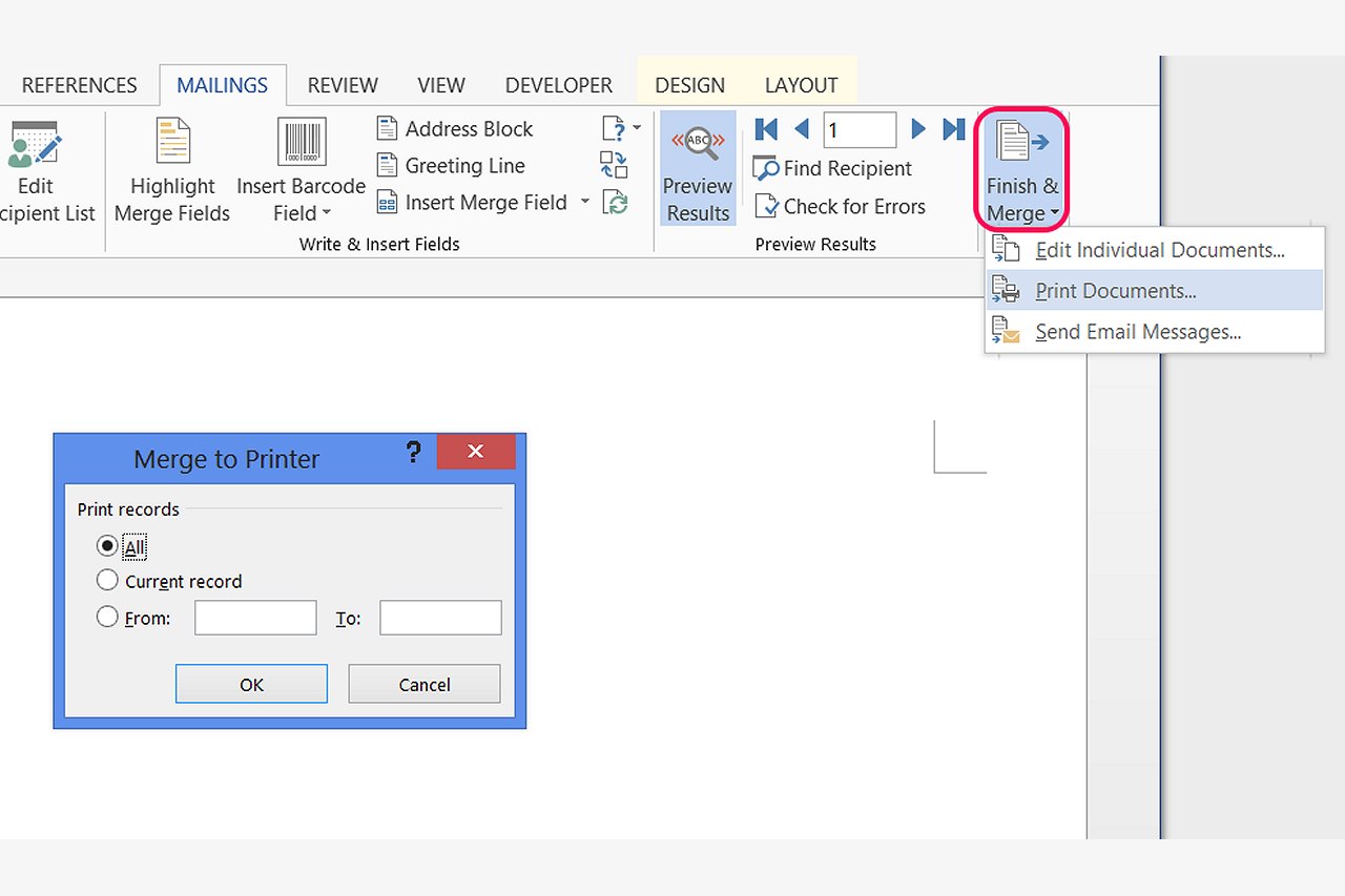 how to print labels from word document